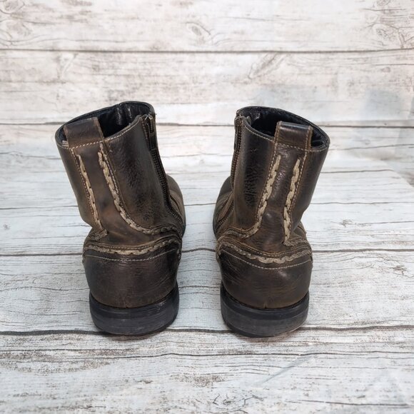 Bed Stu Revolution Men’s Brown Leather Western Ankle Boots Size 8.5 - Picture 3 of 9